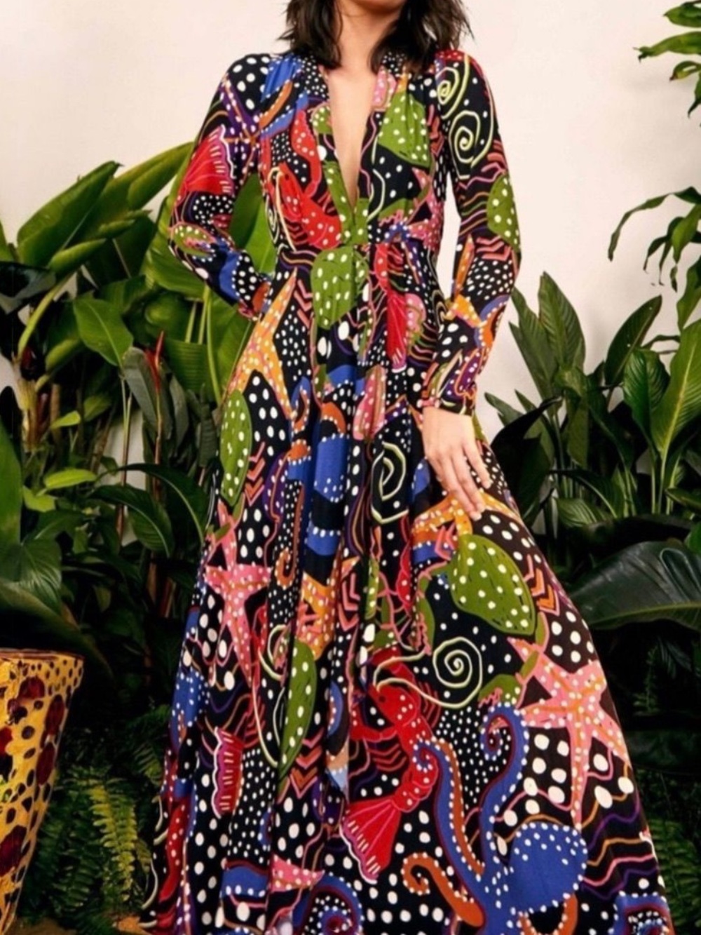 Farm Rio Under The Sea Maxi Dress S - Picture 4 of 8